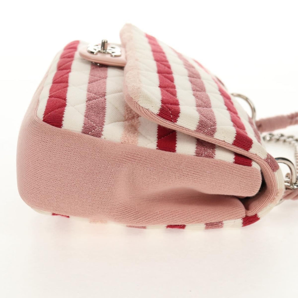 Chanel Vintage Flap Shoulder Bag Canvas Pink Leather Handbag ( )
