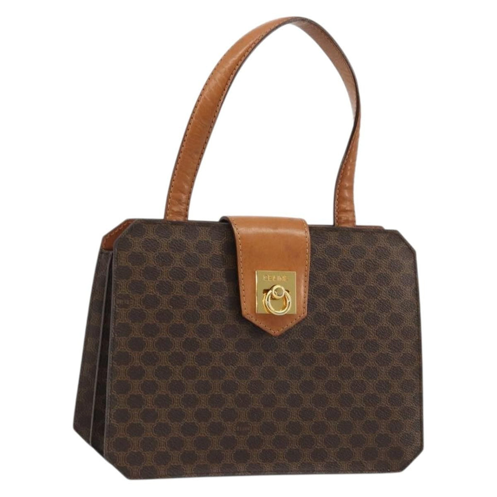 Celine Vintage Macadam Handbag Canvas Brown Canvas Handbag ( )