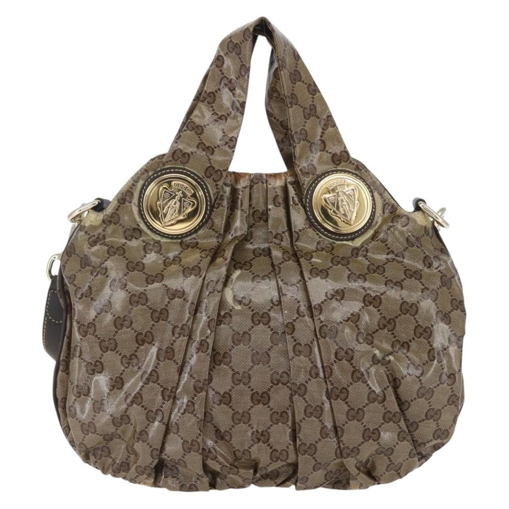Gucci Hysteria Convertible Top Handle Bag Gg Coated Canvas Beige Canvas Handbag (Authentic  )