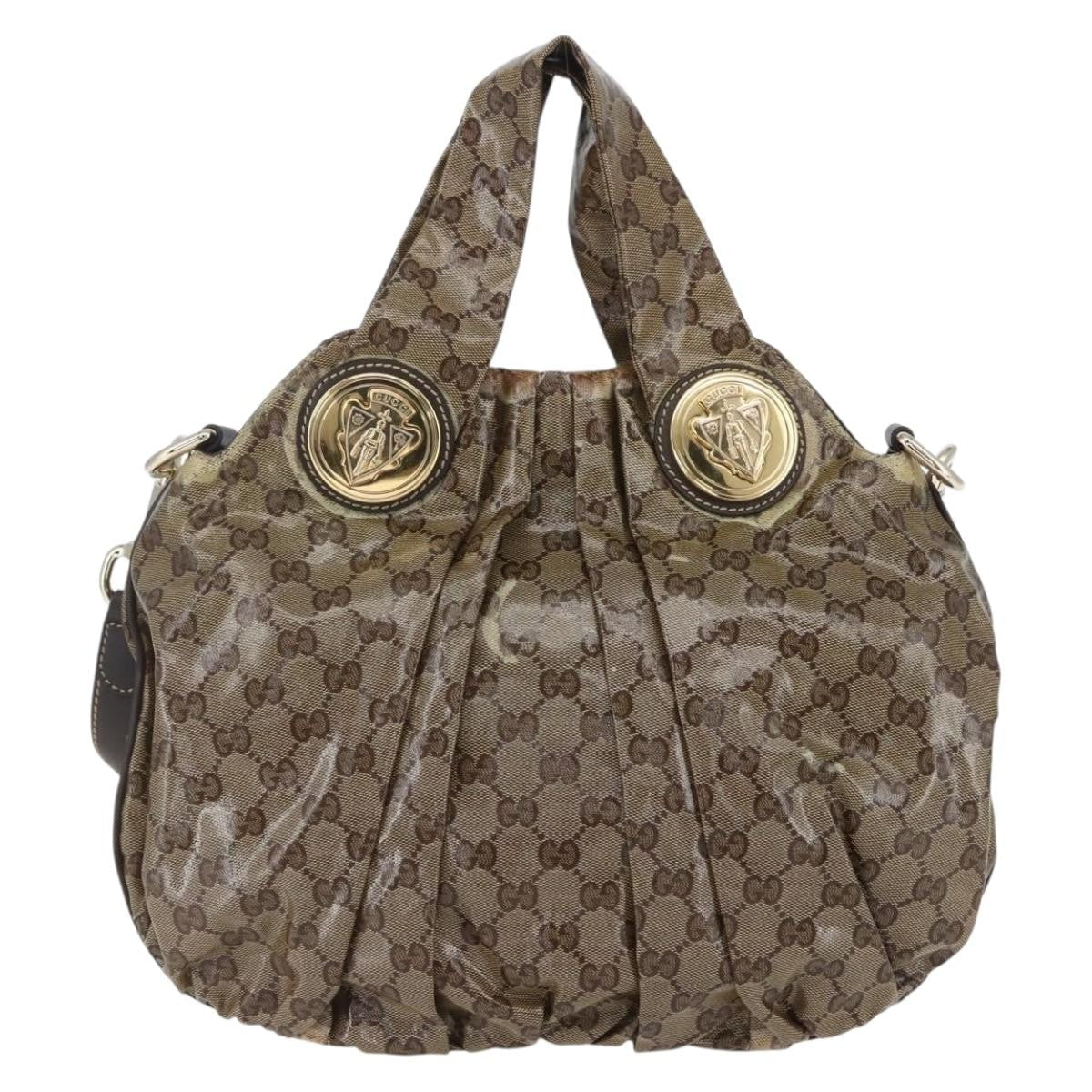 Gucci Hysteria Convertible Top Handle Bag Gg Coated Canvas Beige Canvas Handbag (Authentic  )