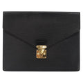 Louis Vuitton Porte-Documents Senateur Bag Epi Leather Black Leather Briefcase Bag (Authentic  )