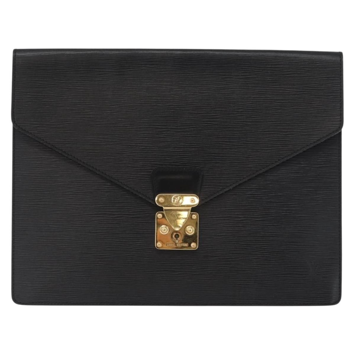 Louis Vuitton Porte-Documents Senateur Bag Epi Leather Black Leather Briefcase Bag (Authentic  )