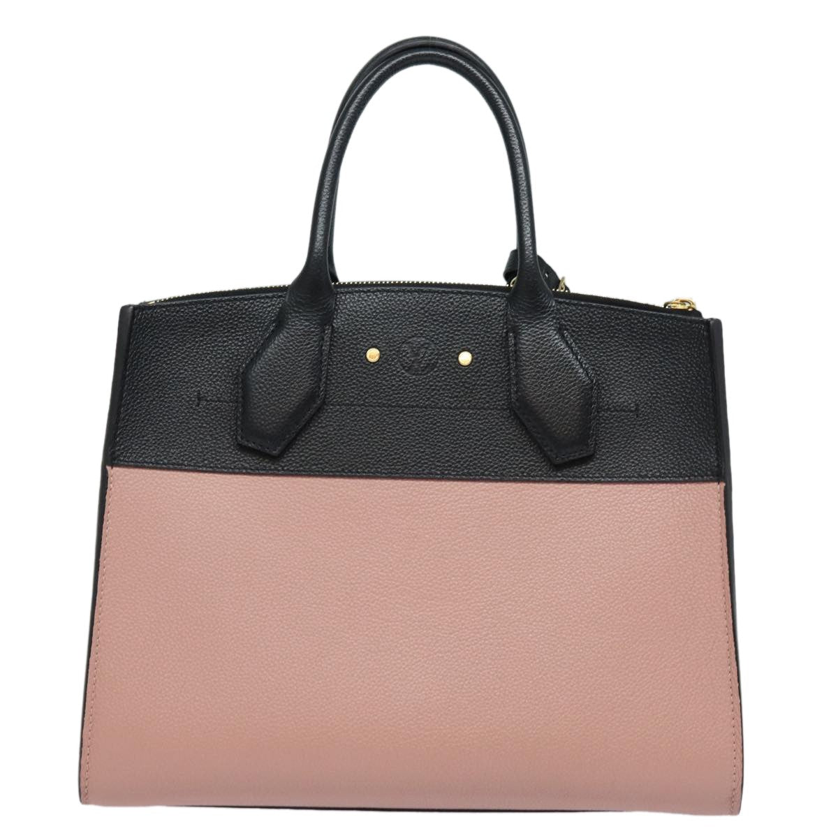 Louis Vuitton City Steamer Handbag Leather Black Leather Handbag (Authentic  )