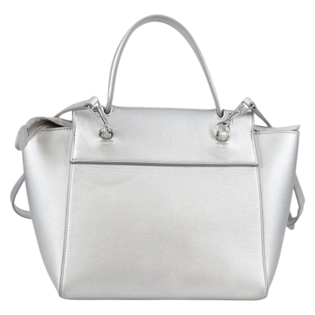 Celine Belt Bag Textured Leather Silver Leather Handbag (Authentic  )