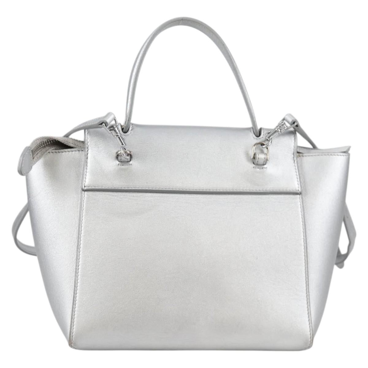 Celine Belt Bag Textured Leather Silver Leather Handbag (Authentic  )
