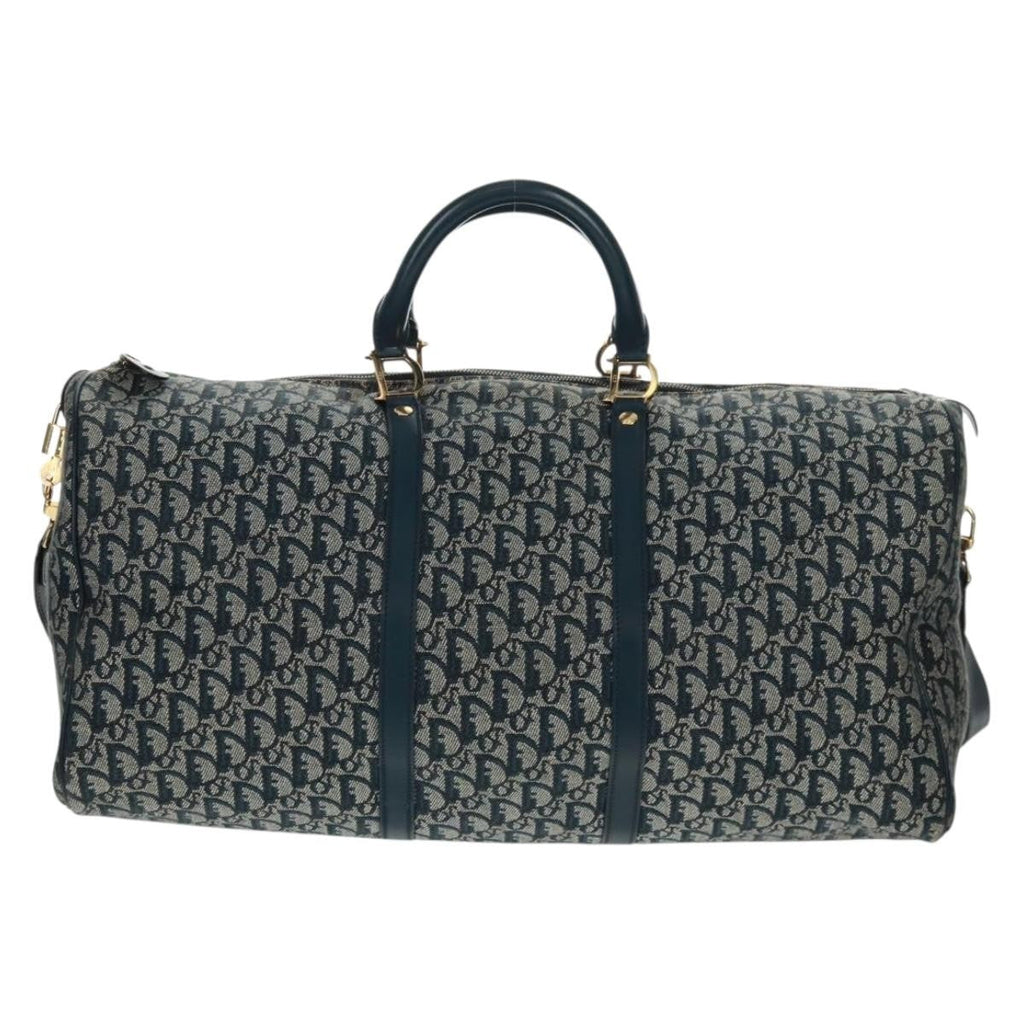 Christian Dior Vintage Trotter Boston Bag Diorissimo Canvas Navy Canvas Handbag ( )