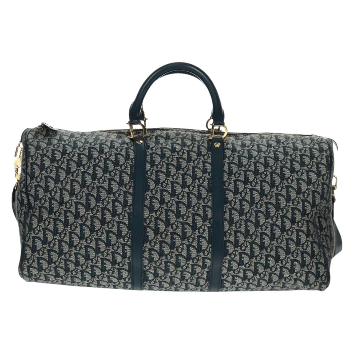 Christian Dior Vintage Trotter Boston Bag Diorissimo Canvas Navy Canvas Handbag ( )