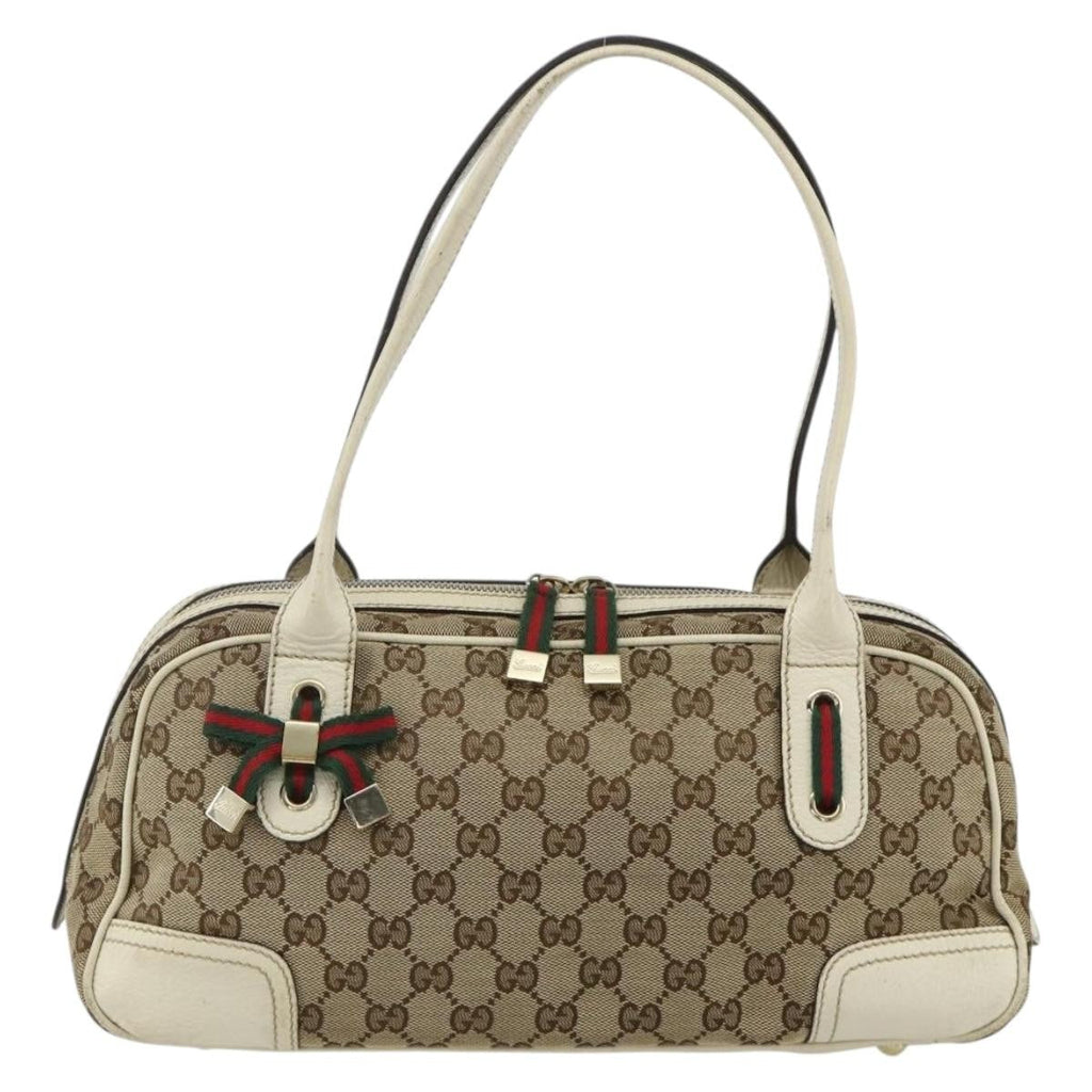 Gucci Vintage Web Sherry Line Handbag Micro Gg Canvas Beige Canvas Handbag ( )