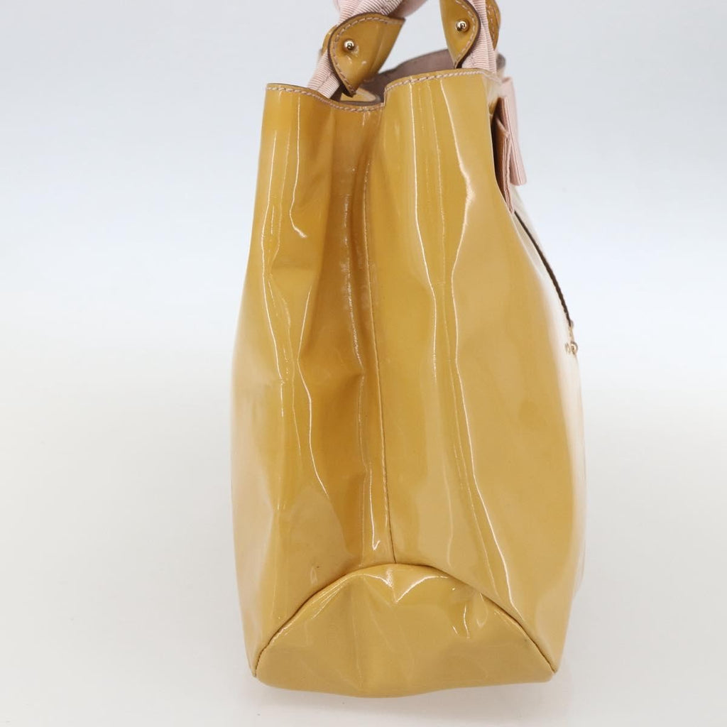 Salvatore Ferragamo Vala Handbag Patent Leather Yellow Patent_Leather Handbag (Authentic  )