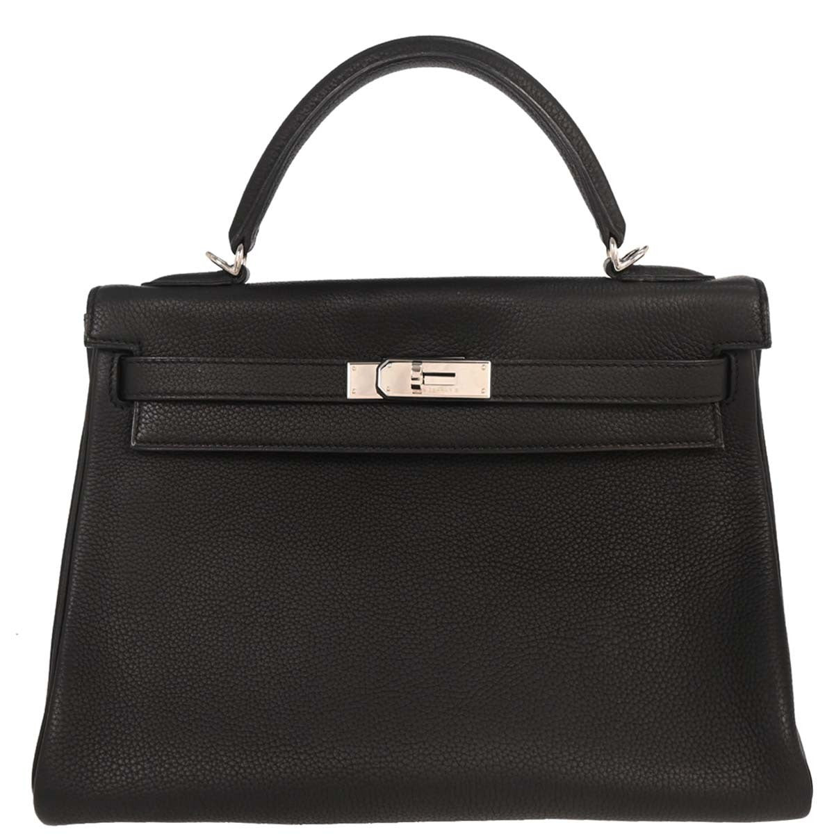 Hermes Kelly Handbag Black Togo With Gold Hardware Black Togo_Leather Handbag (Authentic  )