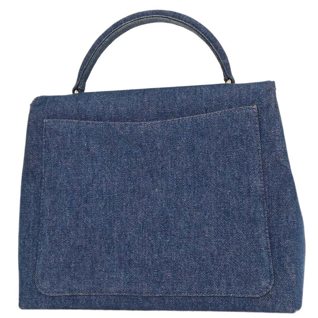 Chanel Vintage Classic Top Handle Flap Bag Denim Blue Denim_Jeans Handbag (Authentic  )
