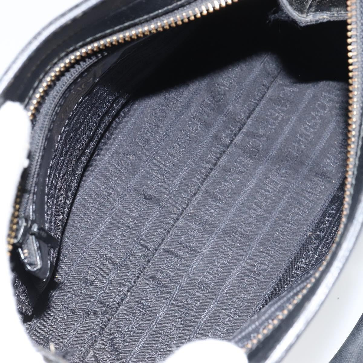 Versace Vintage Handbag Leather Black Leather Handbag (Authentic  )