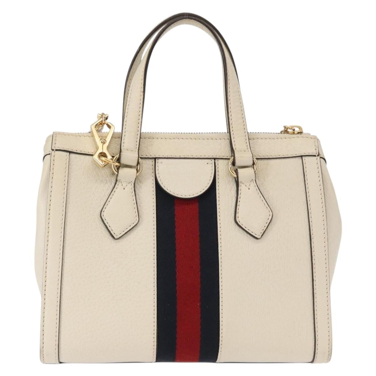 Gucci Ophidia Top Handle Tote Leather White Leather Handbag (Authentic  )