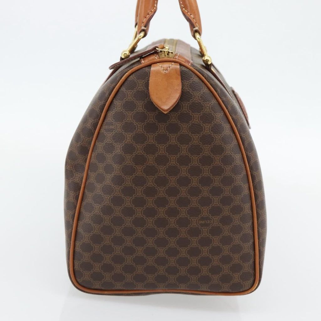 Celine Vintage Macadam Boston Bag Canvas And Leather Brown Pvc Handbag ( )
