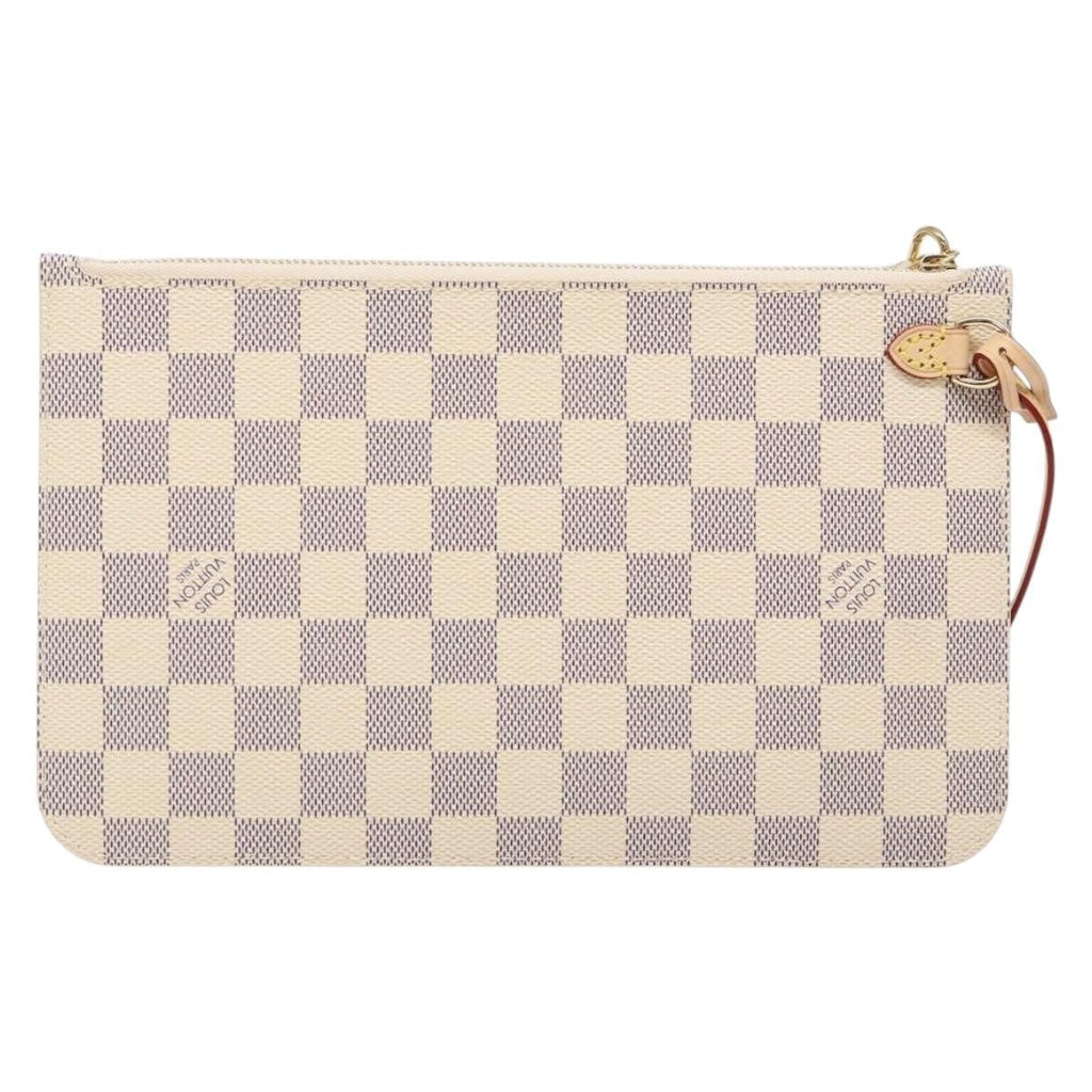 Louis Vuitton Neverfull Pochette Damier White Canvas Bag (Authentic  )