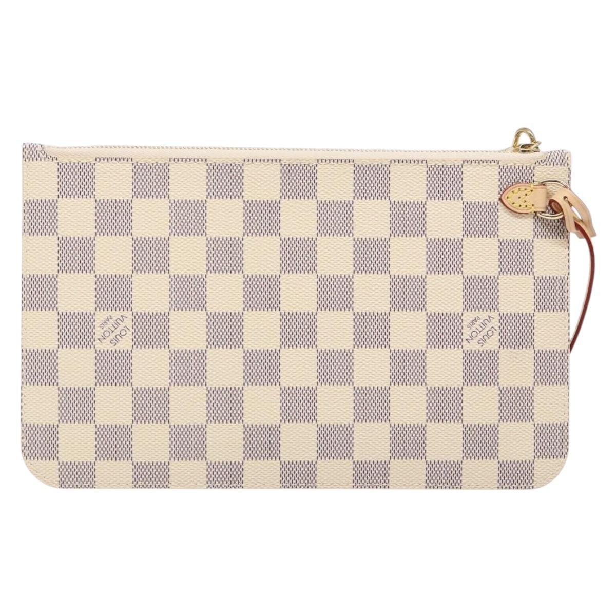 Louis Vuitton Neverfull Pochette Damier White Canvas Bag (Authentic  )