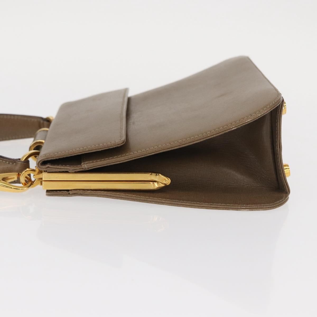 Salvatore Ferragamo Gancini Handbag Leather Beige Leather Handbag (Authentic  )