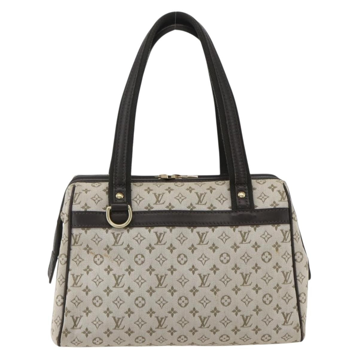 Louis Vuitton Josephine Handbag Mini Lin Khaki Canvas Handbag (Authentic  )