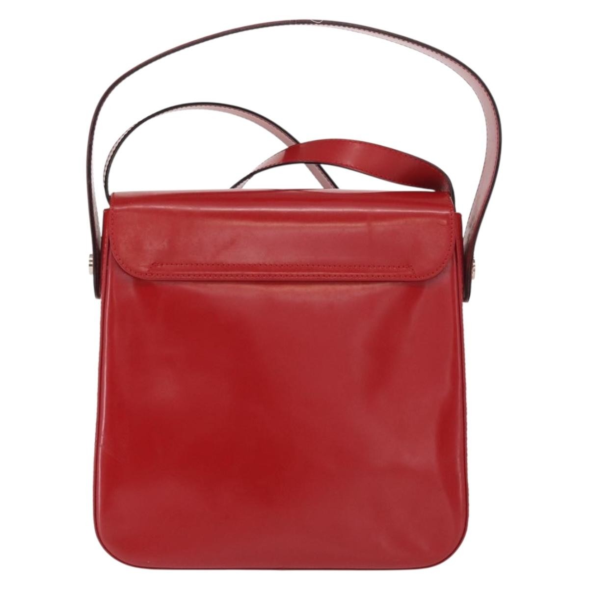 Salvatore Ferragamo Vala Handbag Leather Red Leather Handbag (Authentic  )