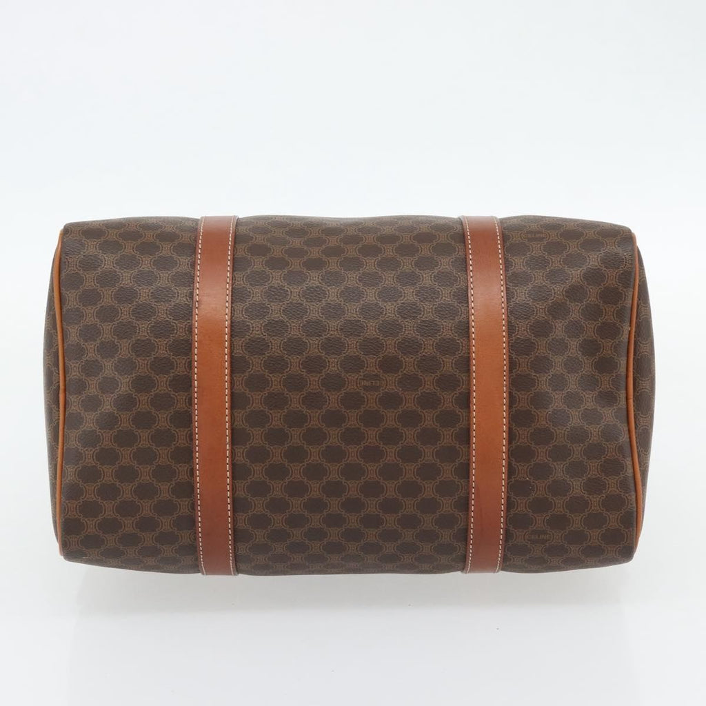 Celine Vintage Macadam Boston Bag Canvas And Leather Brown Pvc Handbag ( )