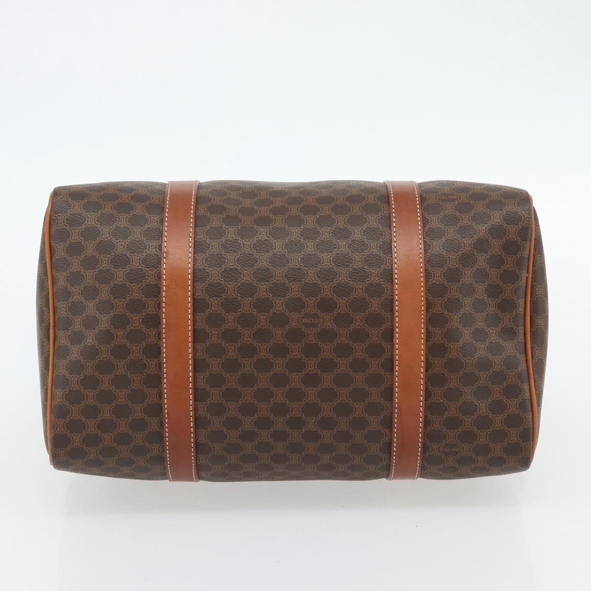 Celine Vintage Macadam Boston Bag Canvas And Leather Brown Pvc Handbag ( )