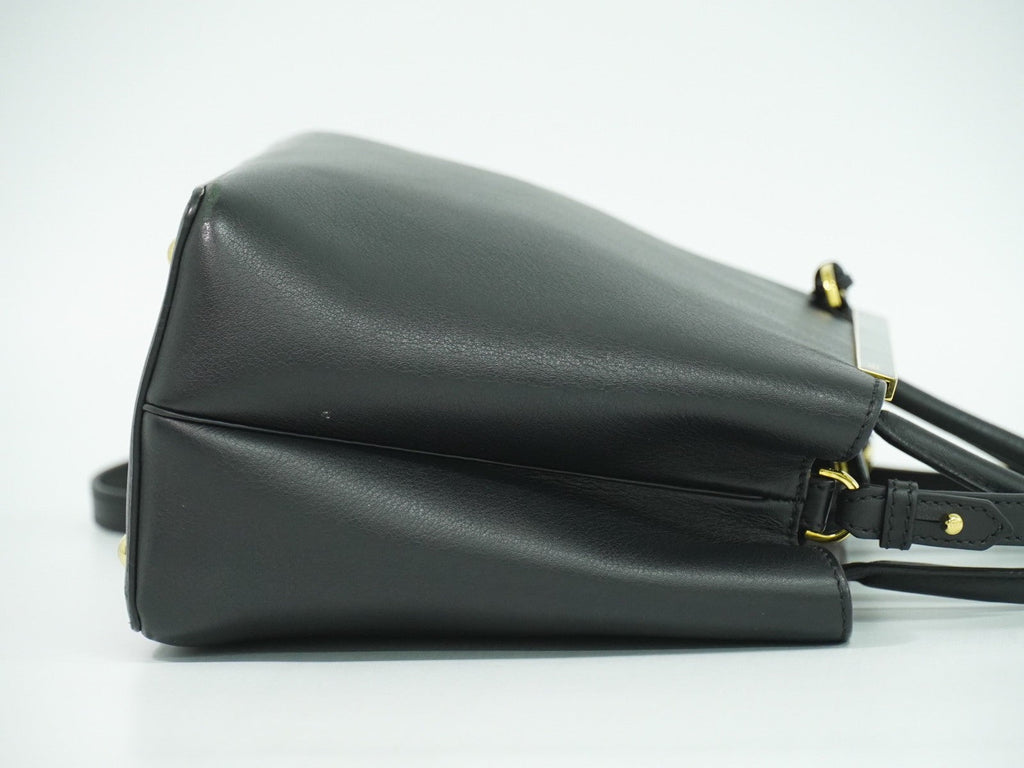 Fendi 2Jours Bag Leather Black Leather Handbag (Authentic  )