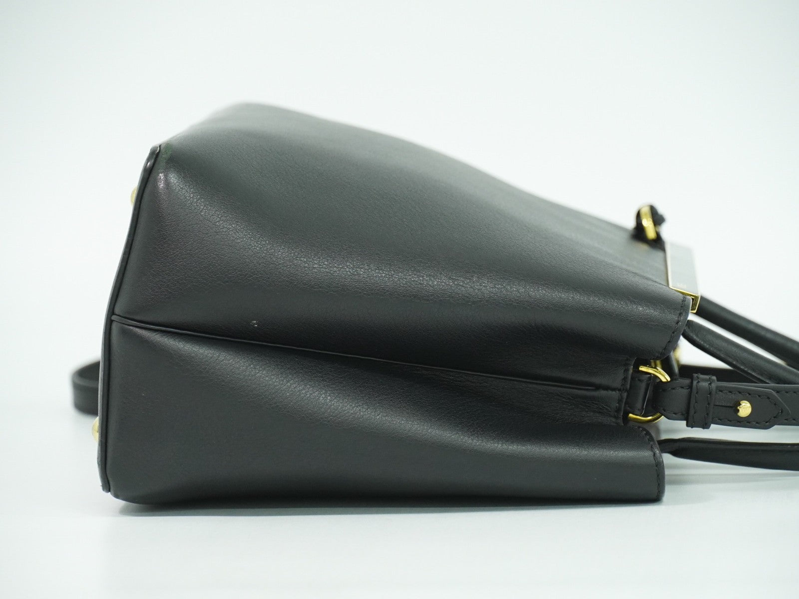 Fendi 2Jours Bag Leather Black Leather Handbag (Authentic  )