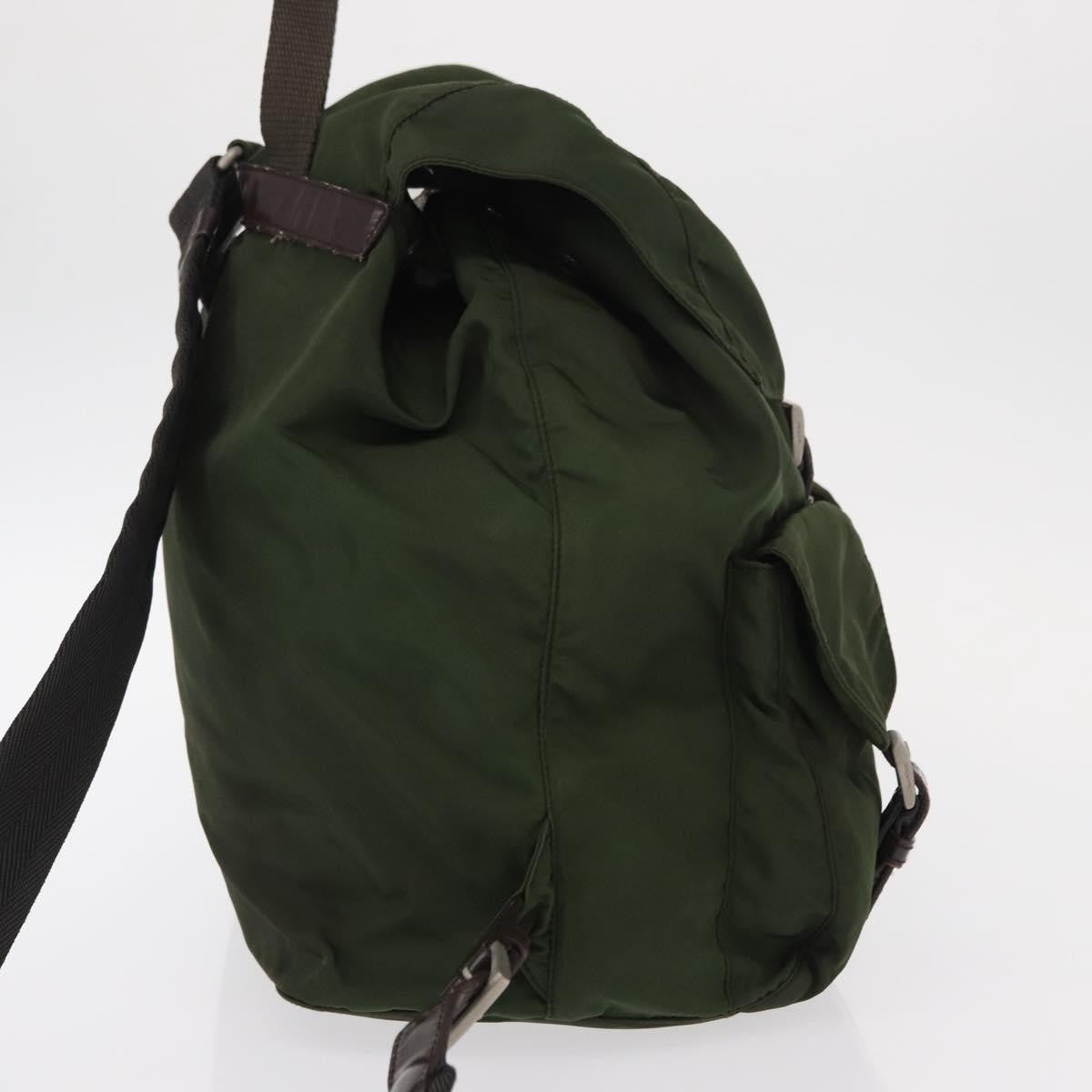 Prada Double Front Pocket Backpack Tessuto Khaki Nylon Backpack Bag (Authentic  )