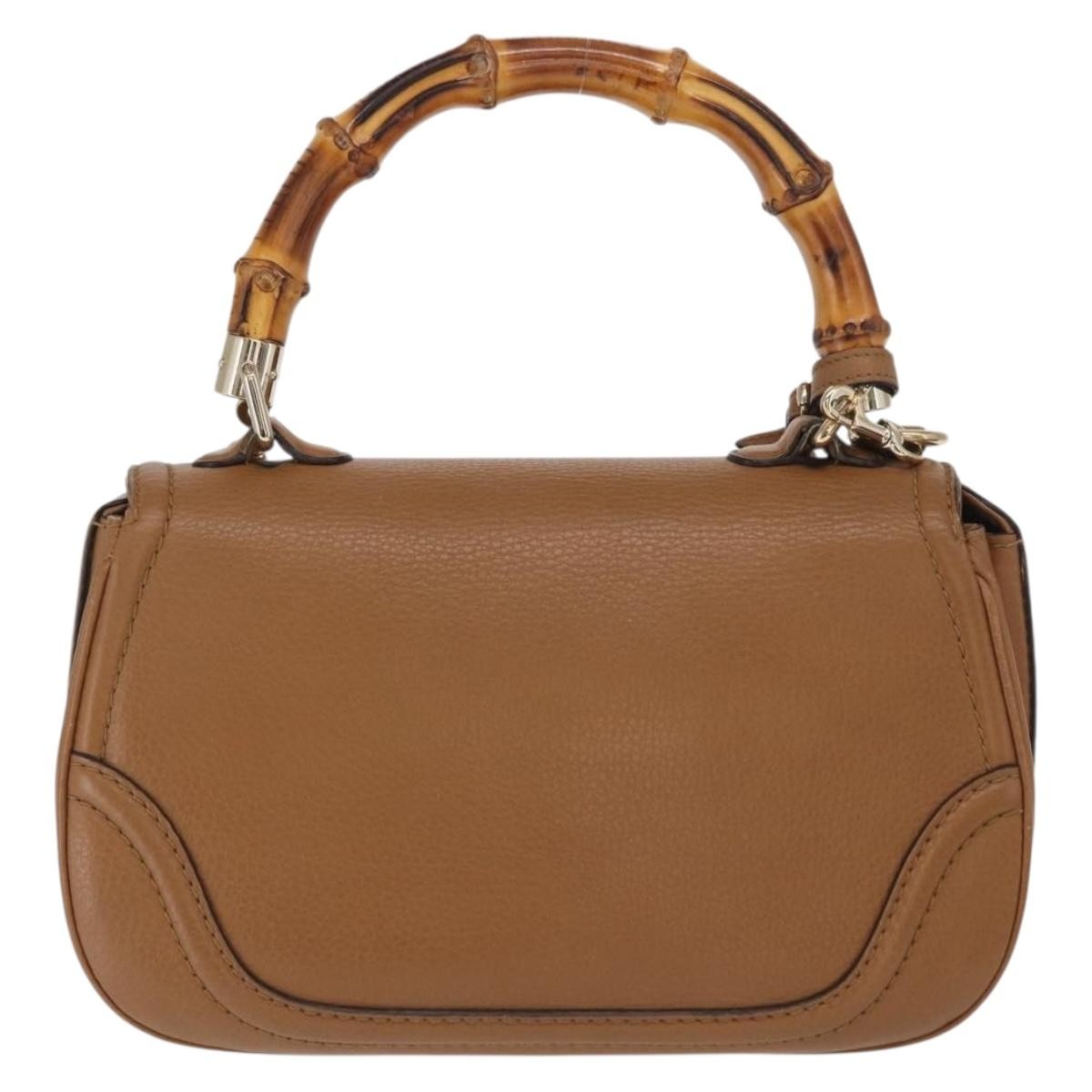 Gucci New Bamboo 1921 Top Handle Bag Leather Brown Leather Handbag (Authentic  )