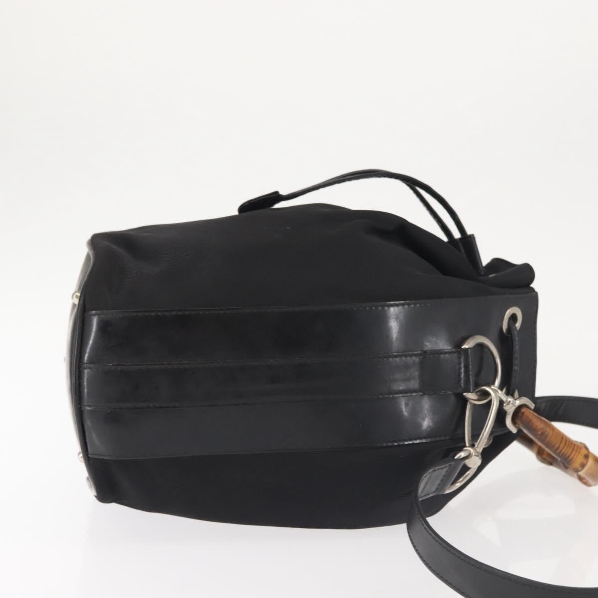 Gucci Vintage Bamboo Bucket Bag Nylon And Leather Black Nylon Bag (Authentic  )