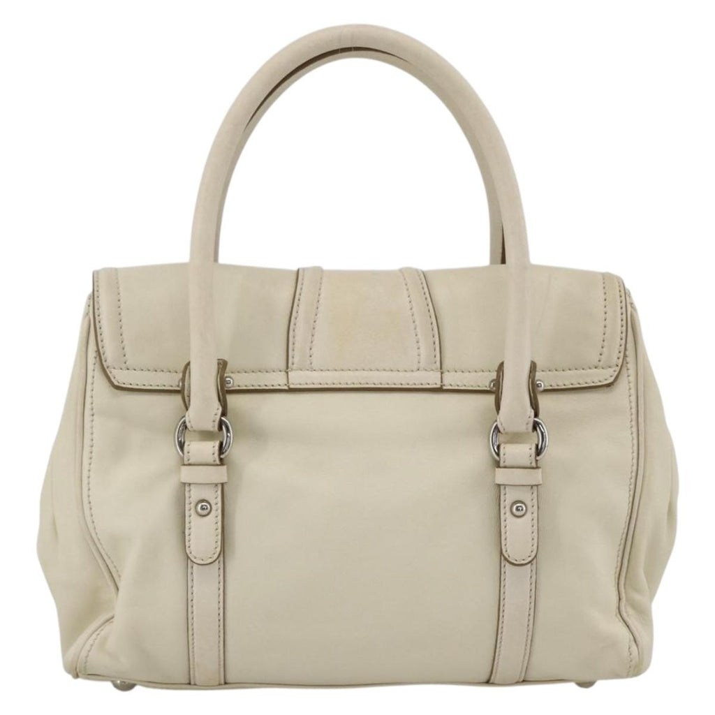 Salvatore Ferragamo Vintage Handbag Leather White Leather Handbag (Authentic  )