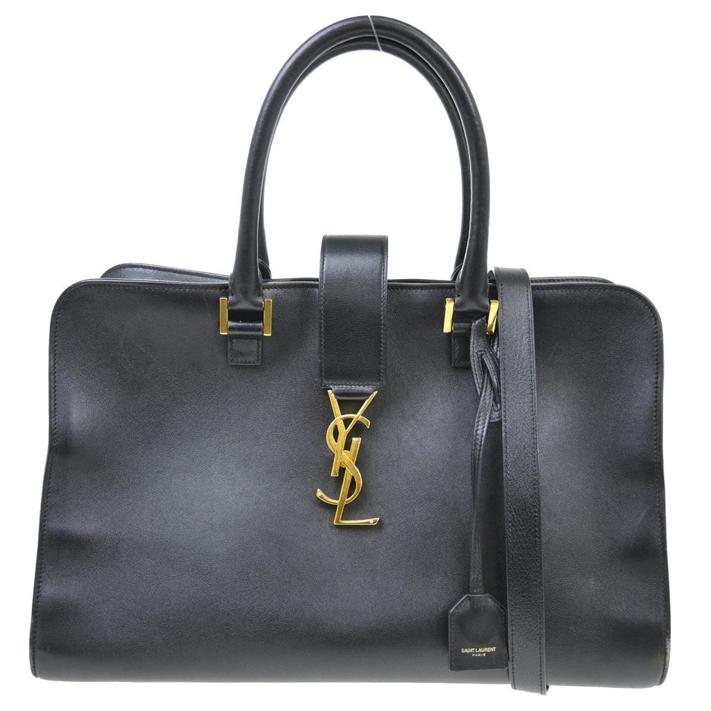Saint Laurent Monogram Cabas Leather Black Leather Handbag ( )