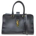 Saint Laurent Monogram Cabas Leather Black Leather Handbag ( )