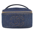 Chanel Vintage Cc Vanity Case Denim Blue Denim_Jeans Handbag (Authentic  )