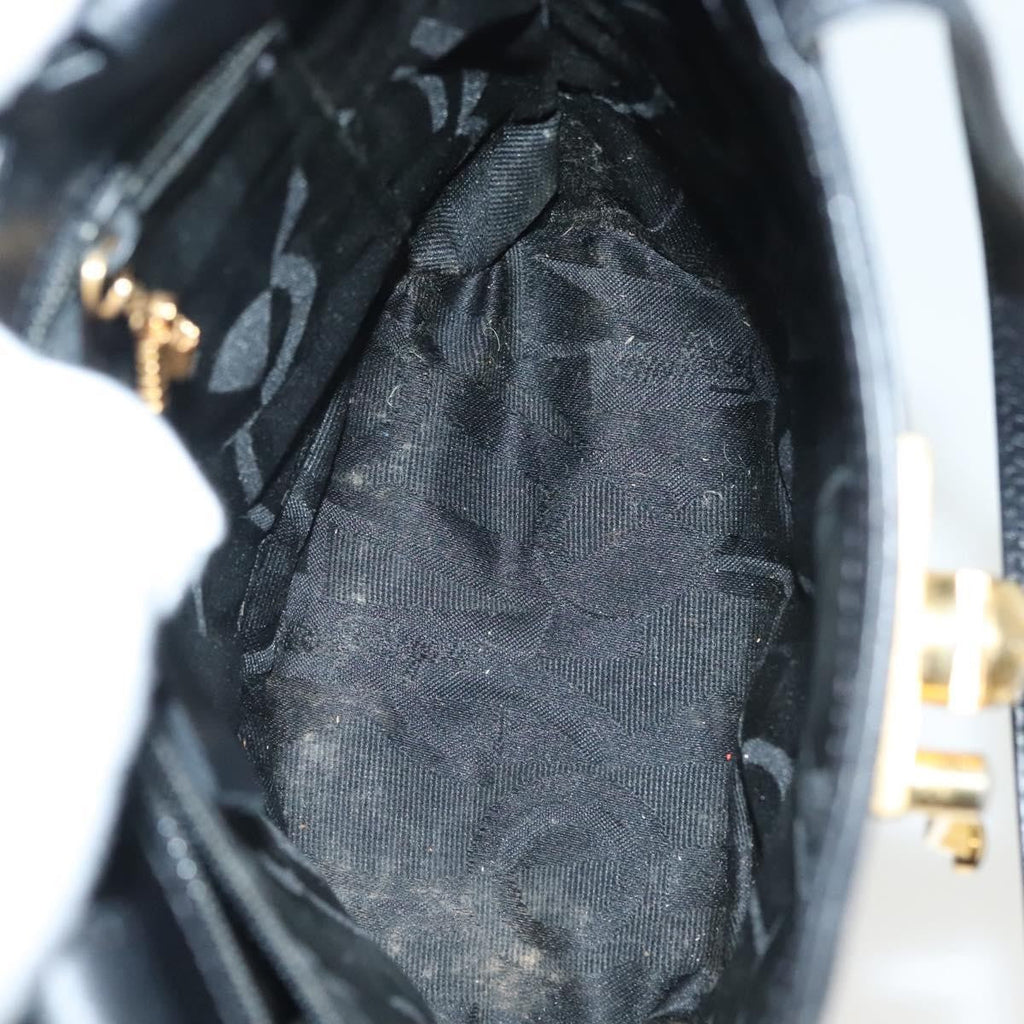 Salvatore Ferragamo Vintage Handbag Leather Black Leather Handbag (Authentic  )
