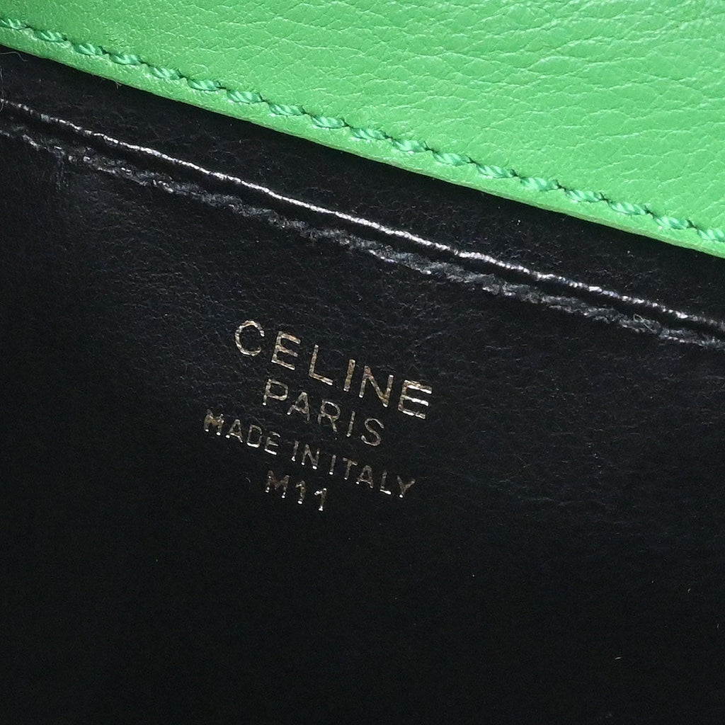Celine Handbag Leather Green Leather Handbag (Authentic  )
