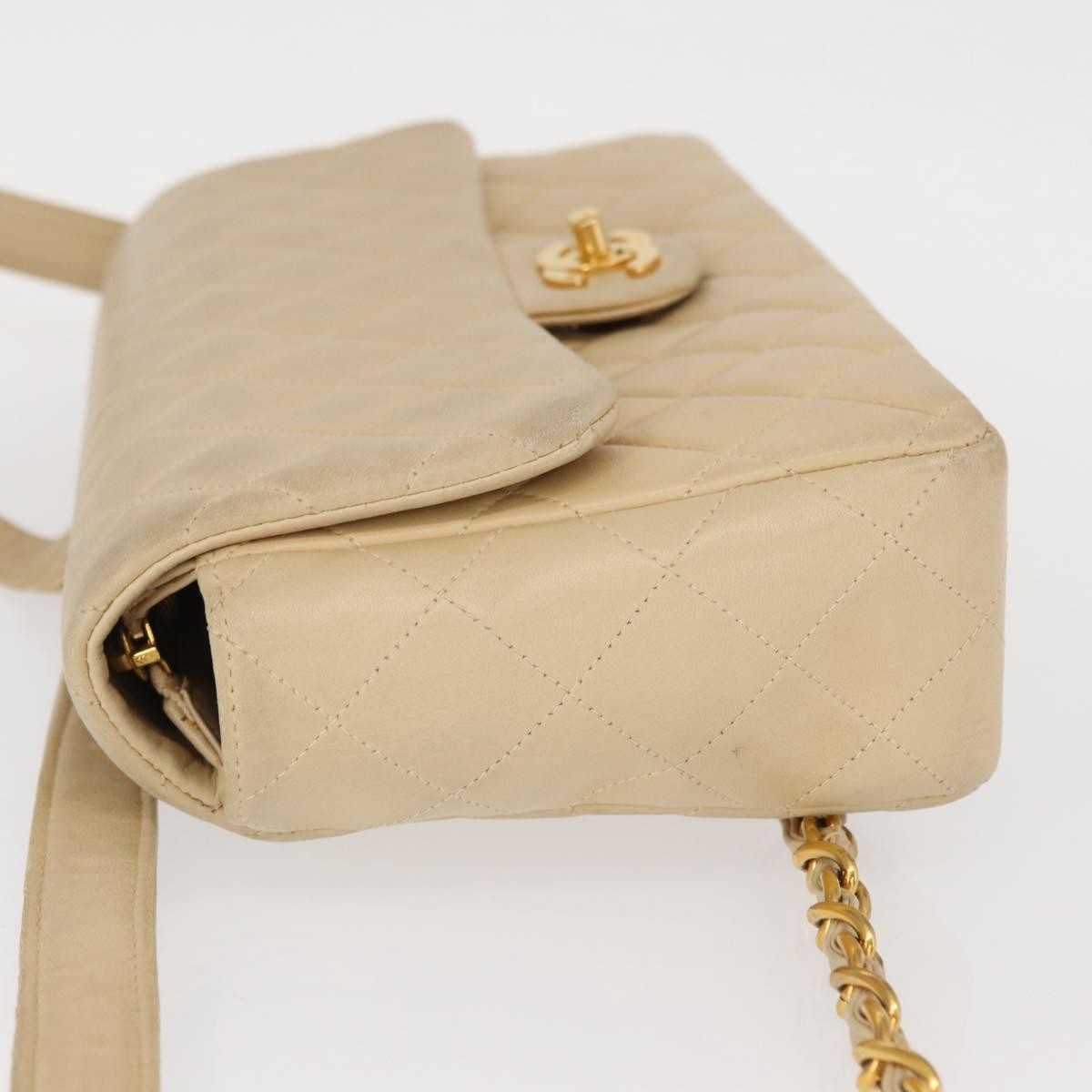 Chanel Vintage Classic Flap Backpack Quilted Lambskin Beige Leather Backpack Bag (Authentic  )
