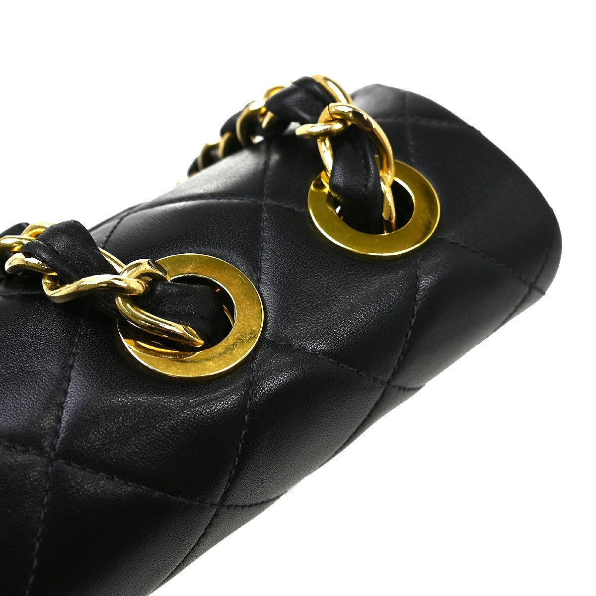Chanel Flap Shoulder Bag Leather Black Leather Handbag ( )