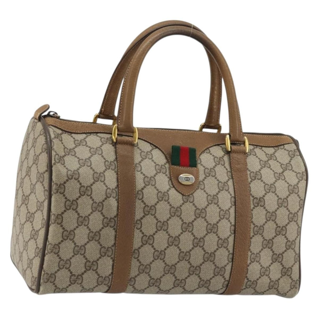 Gucci Vintage Web Sherry Line Handbag Micro Gg Canvas Beige Canvas Handbag (Authentic  )