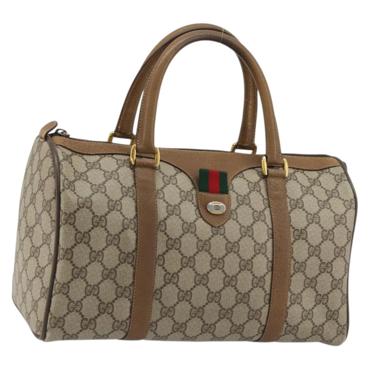 Gucci Vintage Web Sherry Line Handbag Micro Gg Canvas Beige Canvas Handbag (Authentic  )