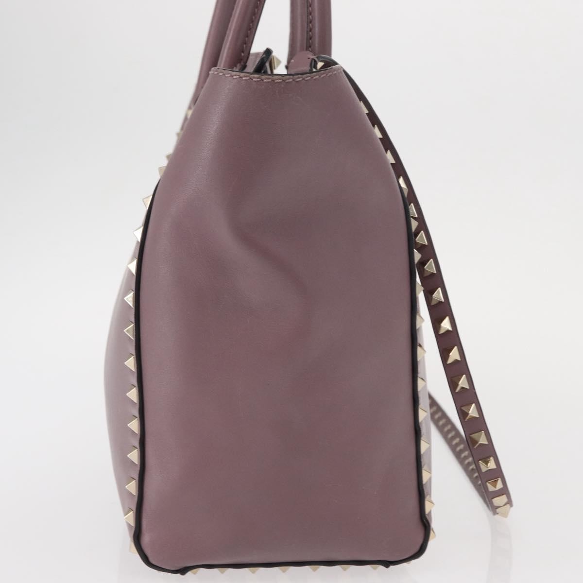 Valentino Garavani Rockstud Tote Rigid Leather Purple Leather Handbag (Authentic  )