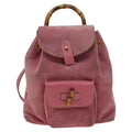 Gucci Gucci Bamboo Backpack Daim Pink Suede Backpack Bag (Authentic  )