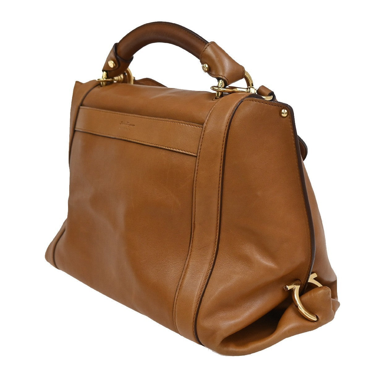 Salvatore Ferragamo Suzanna Satchel Smooth Leather Brown Leather Handbag (Authentic  )