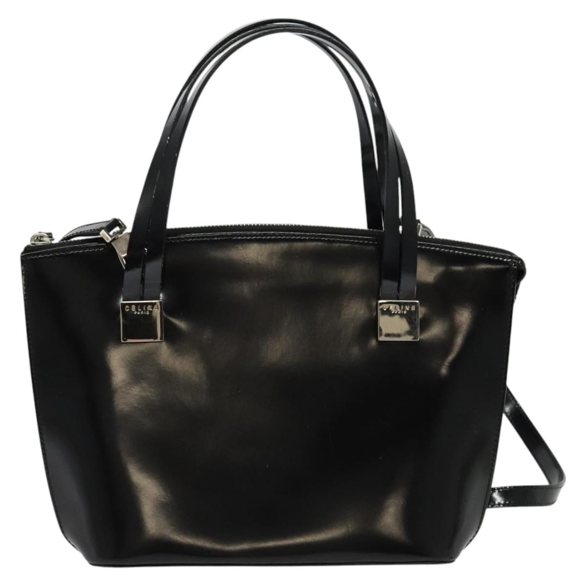 Celine Handbag Patent Leather Black Patent_Leather Handbag (Authentic  )