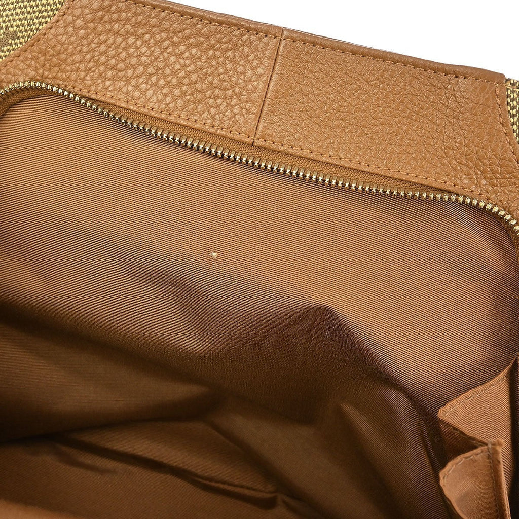 Bvlgari Logomania Handbag Canvas Brown Canvas Handbag (Authentic  )