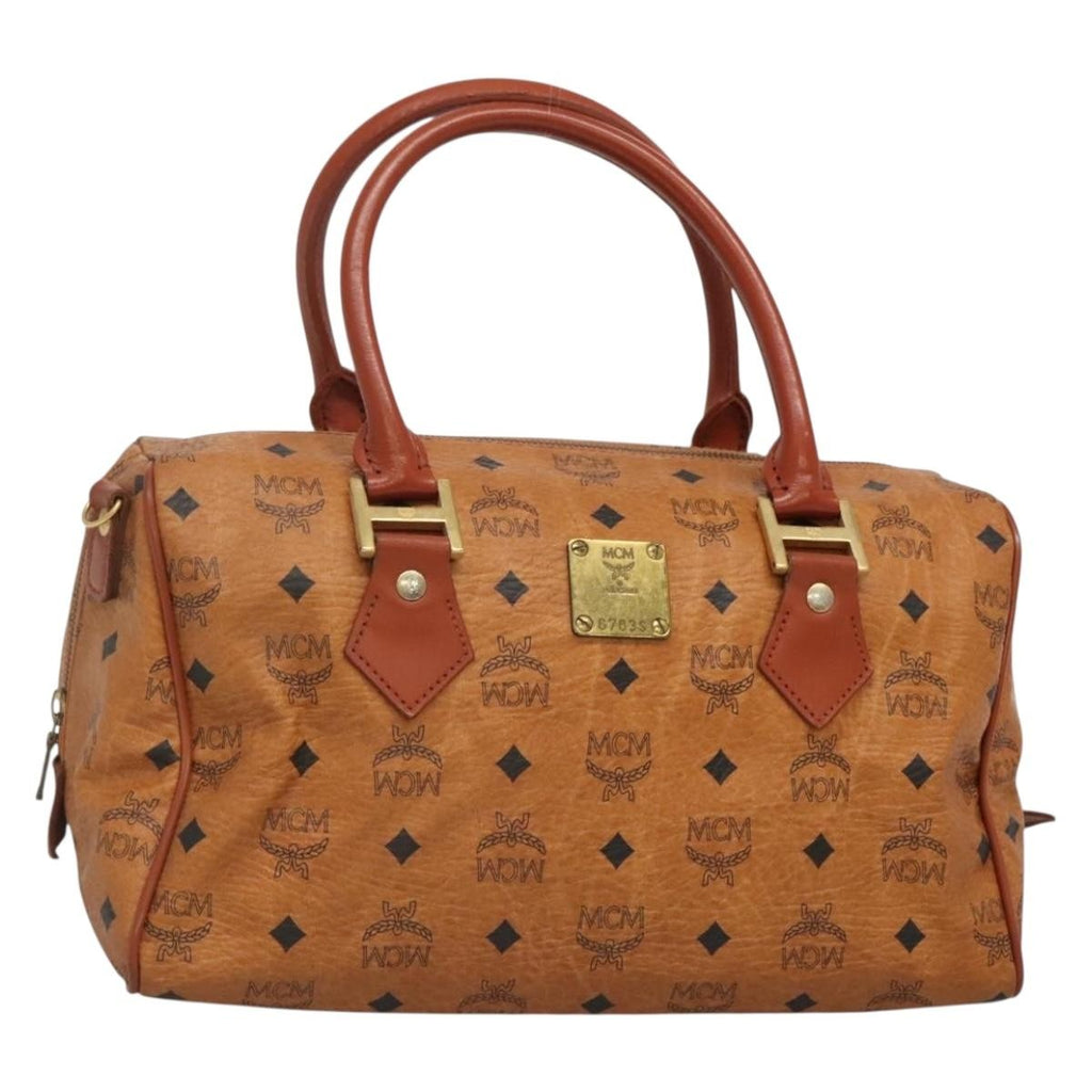 MCM Visetos Handbag Canvas And Leather Brown Pvc Handbag (Authentic  )
