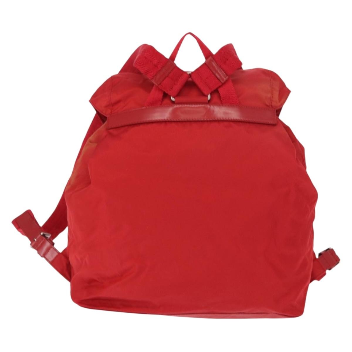 Prada Double Front Pocket Backpack Tessuto Red Nylon Backpack Bag (Authentic  )