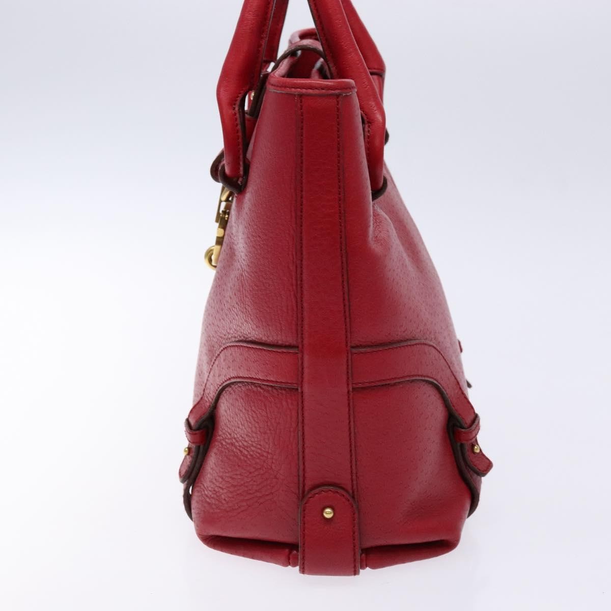 Salvatore Ferragamo Gancini Handbag Leather Red Leather Handbag (Authentic  )