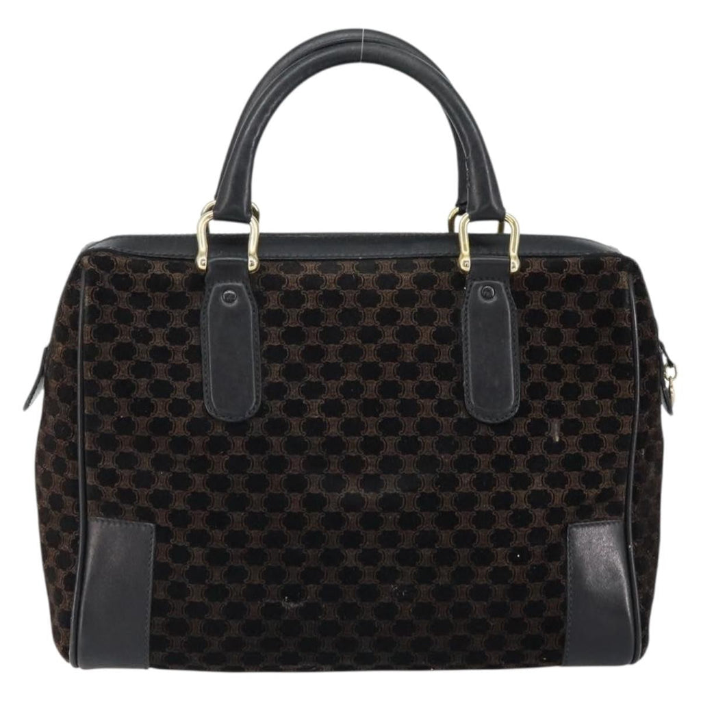 Celine Vintage Macadam Handbag C Macadam Suede Black Suede Handbag (Authentic  )