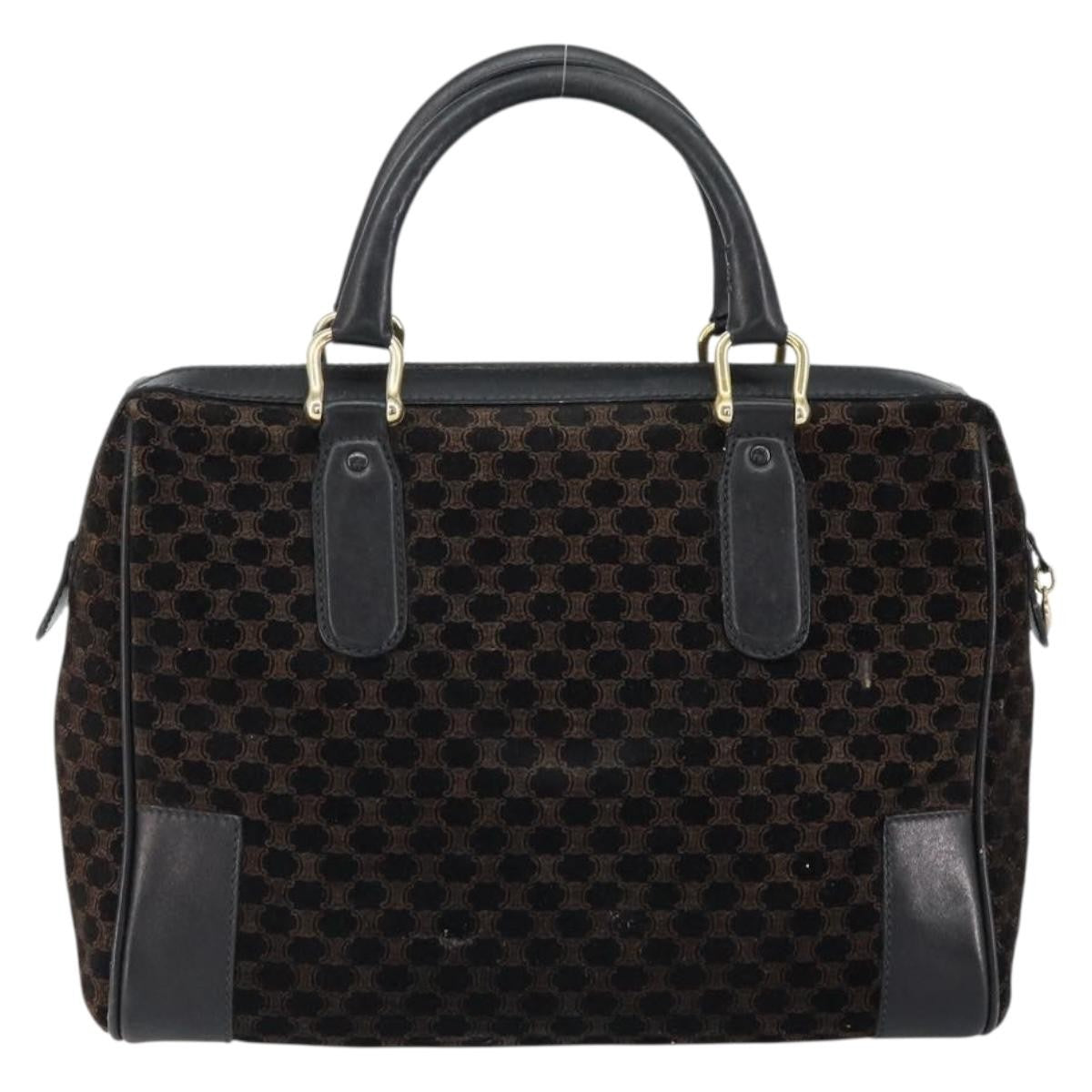 Celine Vintage Macadam Handbag C Macadam Suede Black Suede Handbag (Authentic  )